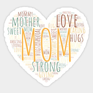 Colorful Heart Mom Mother Love Words Sticker